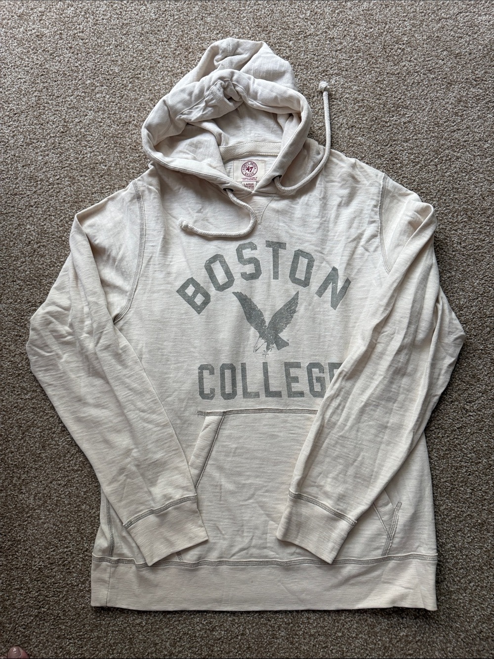 Boston College Cream Pullover Hoodie - Large